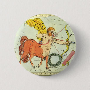 Sagittarius, Vintage Constellation Urania's Mirror 2 Inch Round Button
