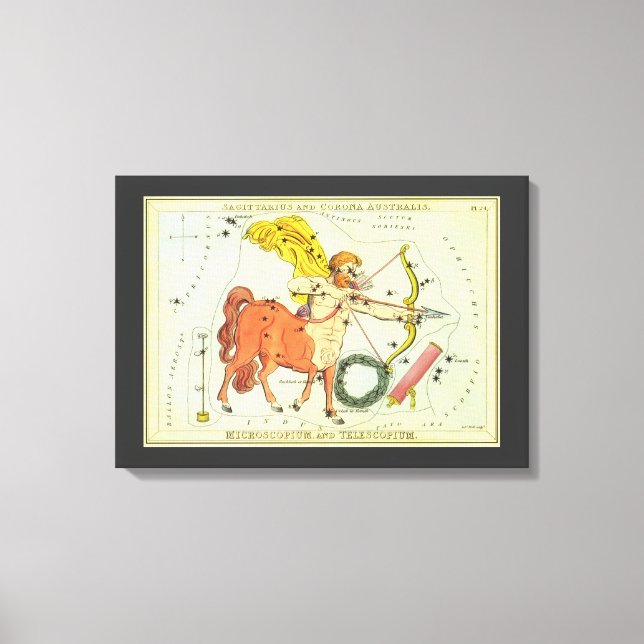 Sagittarius, Vintage Constellation Urania's Mirror Canvas Print (Front)