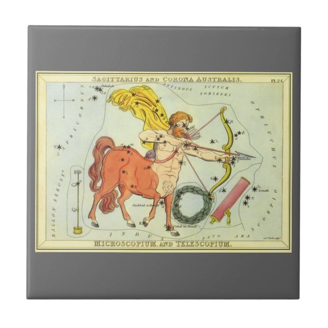 Sagittarius, Vintage Constellation Urania's Mirror Tile (Front)
