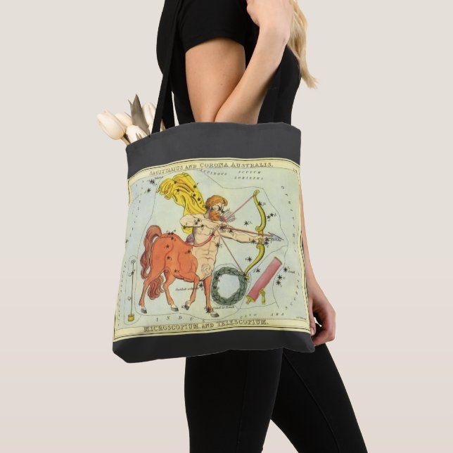 Sagittarius, Vintage Constellation Urania's Mirror Tote Bag (Close Up)