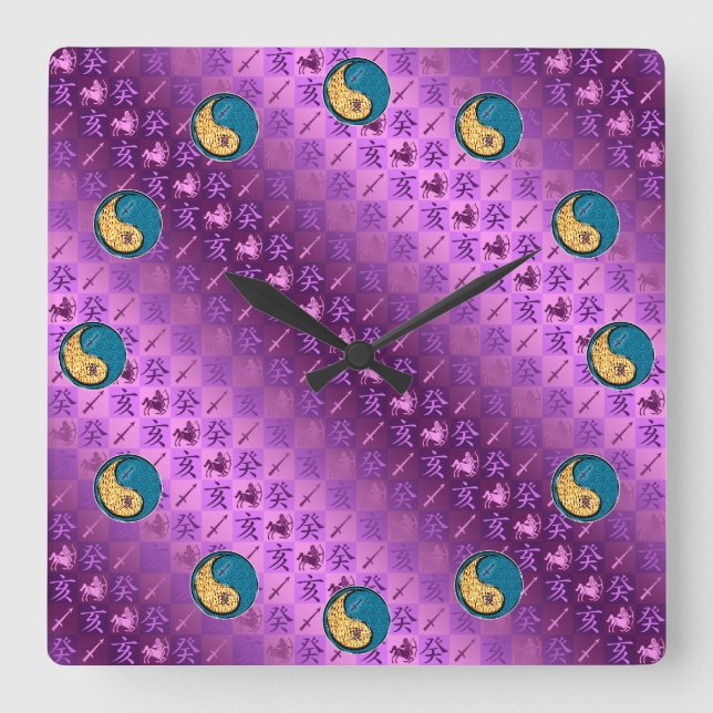 Sagittarius & Water Boar Square Wall Clock (Front)