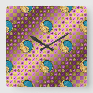 Sagittarius & Water Dragon Square Wall Clock