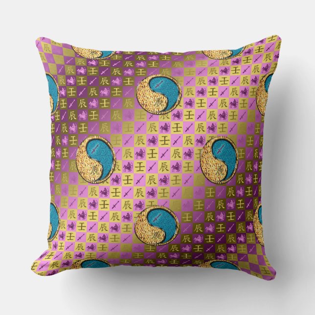 Sagittarius & Water Dragon Throw Pillow (Front)