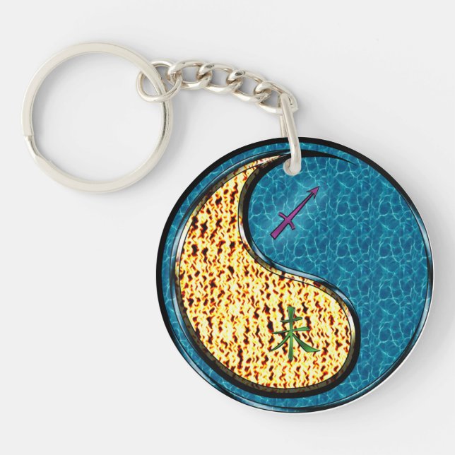 Sagittarius & Water Goat Keychain (Front)