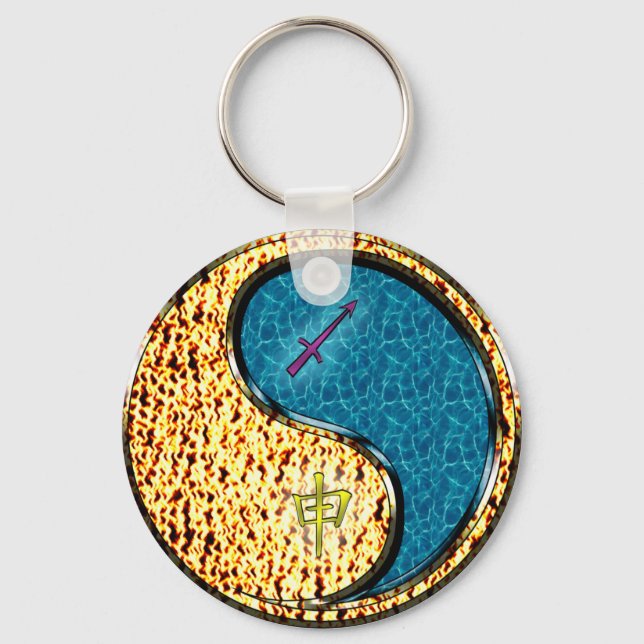 Sagittarius & Water Monkey Keychain (Front)