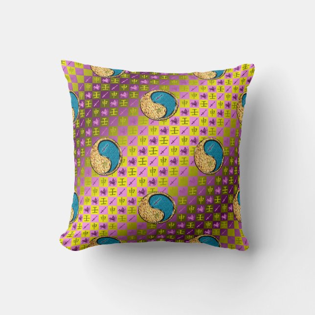 Sagittarius & Water Monkey Throw Pillow (Front)
