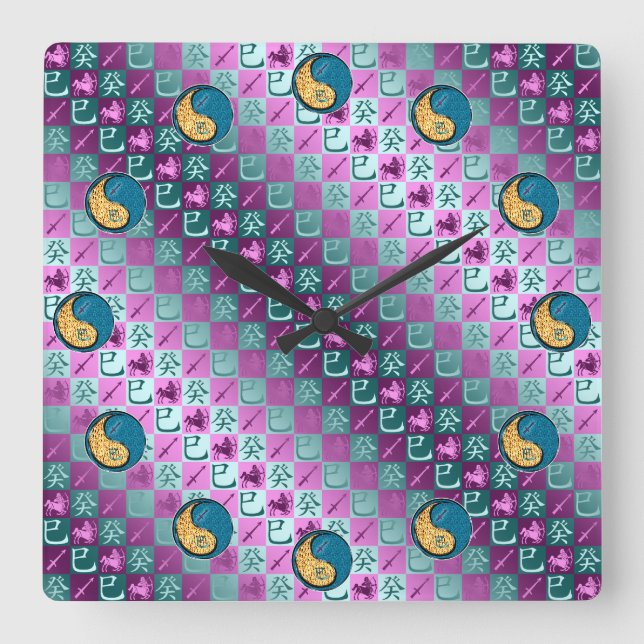 Sagittarius & Water Snake Square Wall Clock (Front)