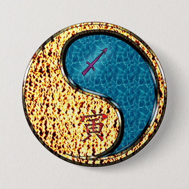 Sagittarius & Water Tiger 3 Inch Round Button (Front)