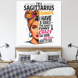 Sagittarius Woman with Three Sides Funny Gift Canvas Print