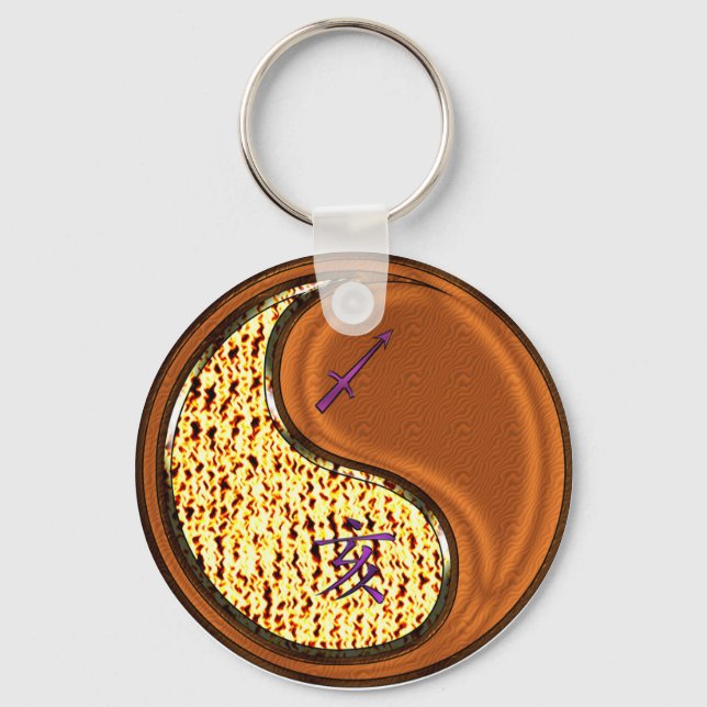 Sagittarius & Wood Boar Keychain (Front)