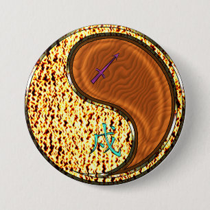 Sagittarius & Wood Dog 3 Inch Round Button