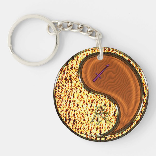 Sagittarius & Wood Dragon Keychain (Front)