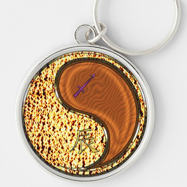 Sagittarius & Wood Dragon Keychain (Front)