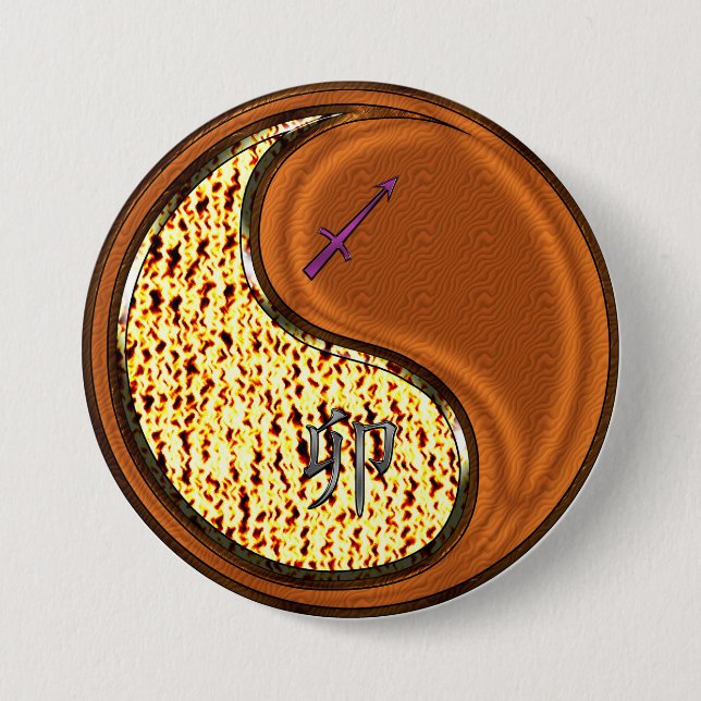 Sagittarius & Wood Rabbit 3 Inch Round Button (Front)