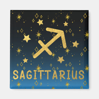 Sagittarius Zodiac Blue and Gold Magnet
