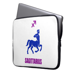 Sagittarius Zodiac Blue Silhouette Centaur Laptop Sleeve