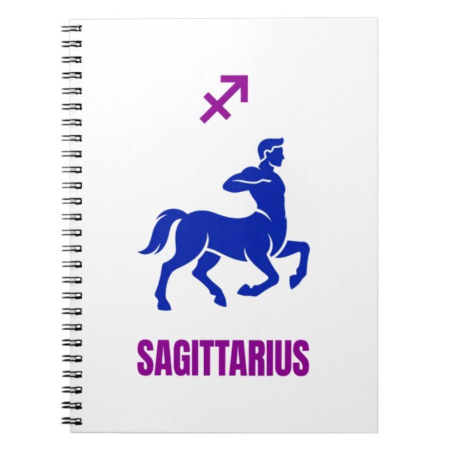 Sagittarius Zodiac Blue Silhouette Centaur Notebook (Front)