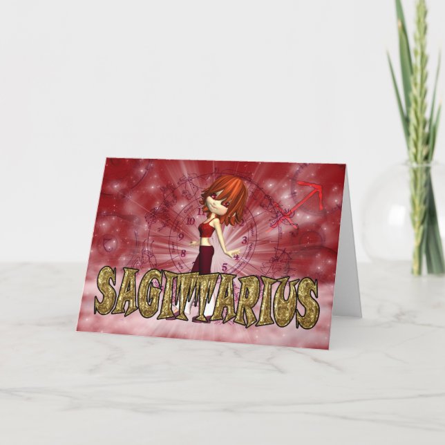 Sagittarius Zodiac Carte Anniversaire avec tarte c (Devant)
