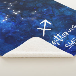 Sagittarius Zodiac Constellation Galaxy Monogram Sherpa Blanket