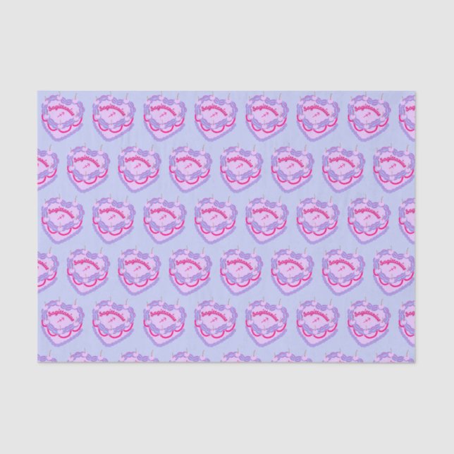 Sagittarius Zodiac Coquette Heart Birthday Cake Tissue Paper (Front)