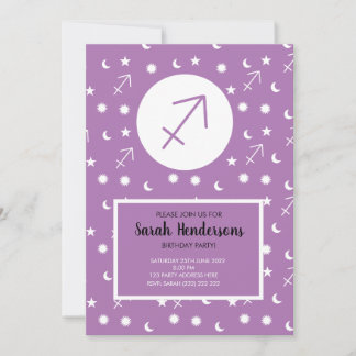 Sagittarius zodiac fire sign invitation template 