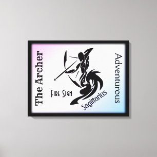 Sagittarius Zodiac Framed Pretty Pastel Hues Canvas Print