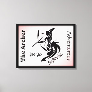 Sagittarius Zodiac Framed Red Canvas Print