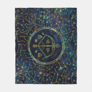 Sagittarius Zodiac Gold Abalone on Constellation Fleece Blanket