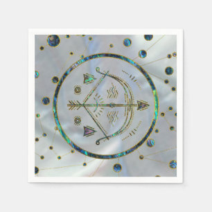 Sagittarius Zodiac Gold Abalone on Constellation Napkin