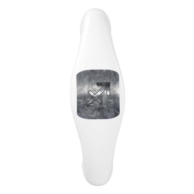 Sagittarius Zodiac Grunge Distressed Steel Style Ceramic Cabinet Pull (Front)