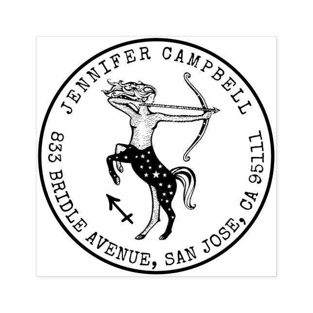 Sagittarius Zodiac Hand-drawn | Return Address Rubber Stamp (Imprint)
