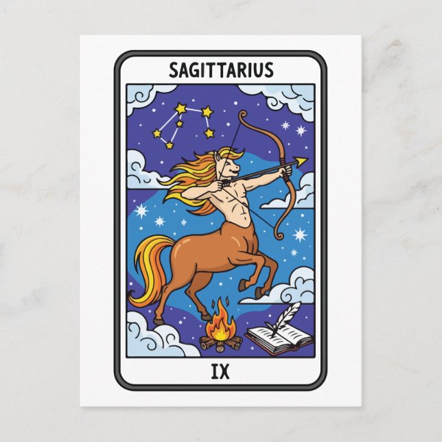  Sagittarius Zodiac Illustration Tarot Style Postcard (Front)