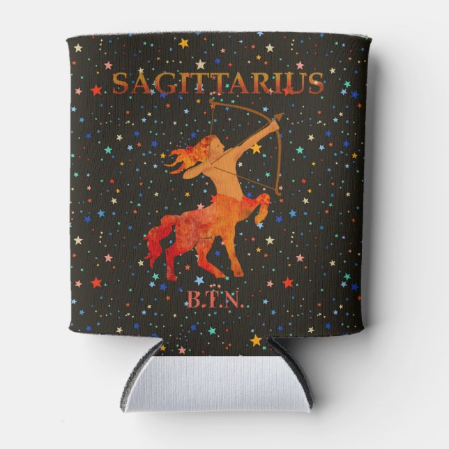 Sagittarius zodiac modern personalized can cooler (Front)