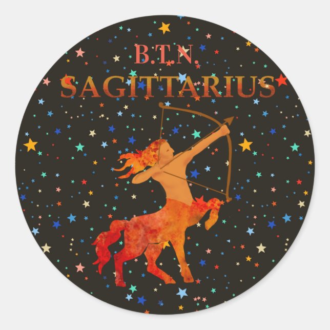 Sagittarius zodiac modern personalized classic round sticker (Front)