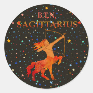 Sagittarius zodiac modern personalized classic round sticker
