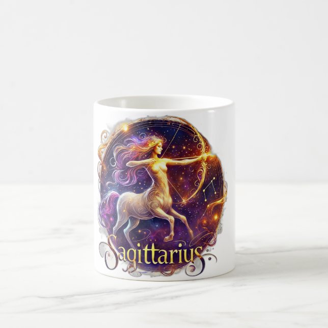 Sagittarius Zodiac Mug - Fiery et conception avent (Centre)
