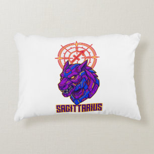 Sagittarius Zodiac Neon Cyber Jackal Astrological Accent Pillow