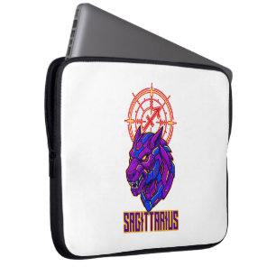 Sagittarius Zodiac Neon Cyber Jackal Astrological Laptop Sleeve