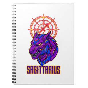 Sagittarius Zodiac Neon Cyber Jackal Astrological Notebook