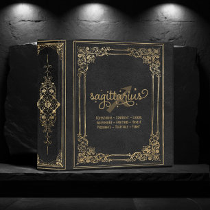 Sagittarius Zodiac Ornamental Black Gold Album Binder