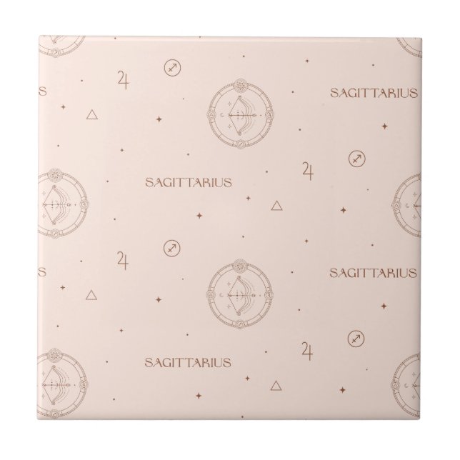 Sagittarius Zodiac Pattern in Brown and Burgundy Tile (Front)
