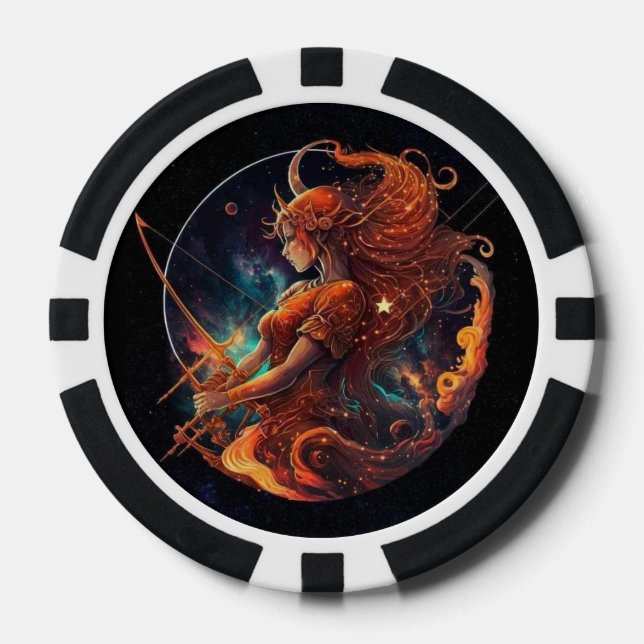 Sagittarius Zodiac Poker Chips – Horoscope Symbol  (Front)