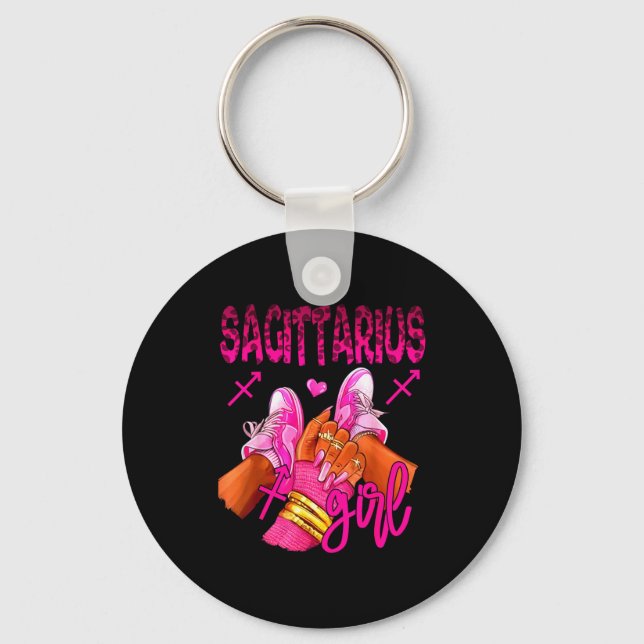 Sagittarius Zodiac Sign Birthday Queens Horoscope  Keychain (Front)
