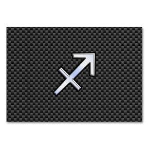 Sagittarius Zodiac Sign Black Carbon Fibre Print Table Number