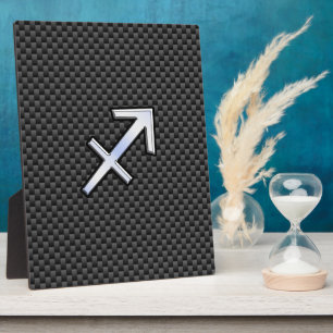 Sagittarius Zodiac Sign Black Carbon Fibre Style Plaque