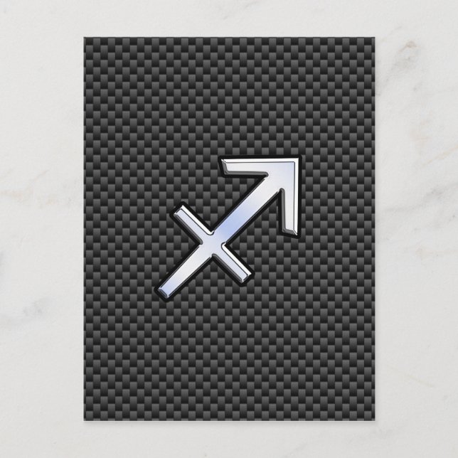 Sagittarius Zodiac Sign Black Carbon Fibre Style Postcard (Front)