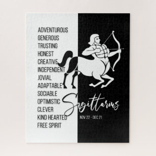 Sagittarius Zodiac Sign, Black&White Jigsaw Puzzle