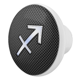 Sagittarius Zodiac Sign Carbon Fibre Style Ceramic Knob