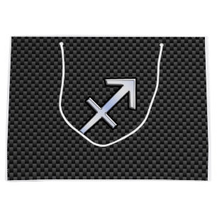 Sagittarius Zodiac Sign Carbon Fibre Style Large Gift Bag