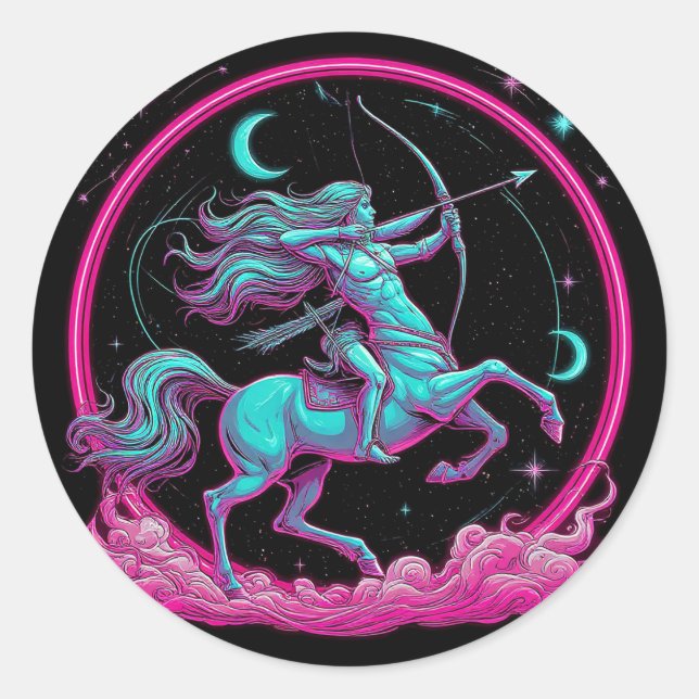 Sagittarius Zodiac Sign Classic Round Sticker (Front)